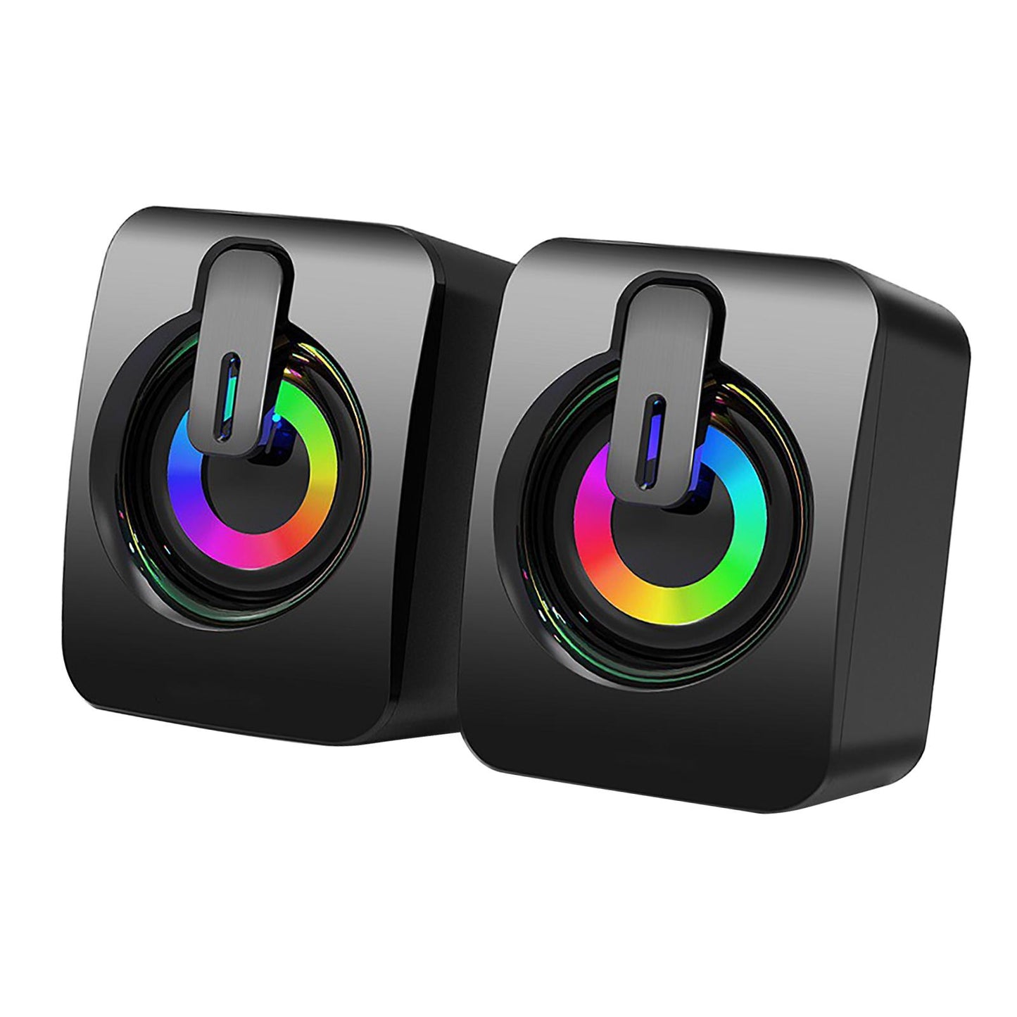 2Pcs Desktop Speakers 50mm Loudspeakers for Mobile Phone Laptops Home Office with light