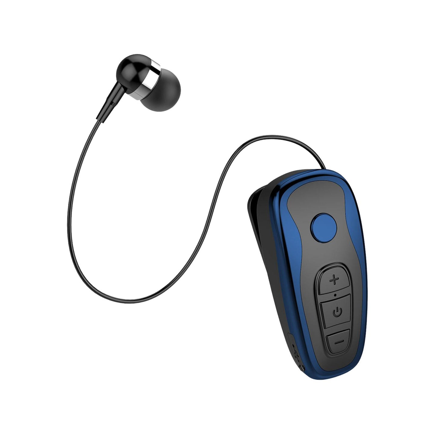 Retractable Clip On Wireless Headset with Mic for Phone Sport Running Blue