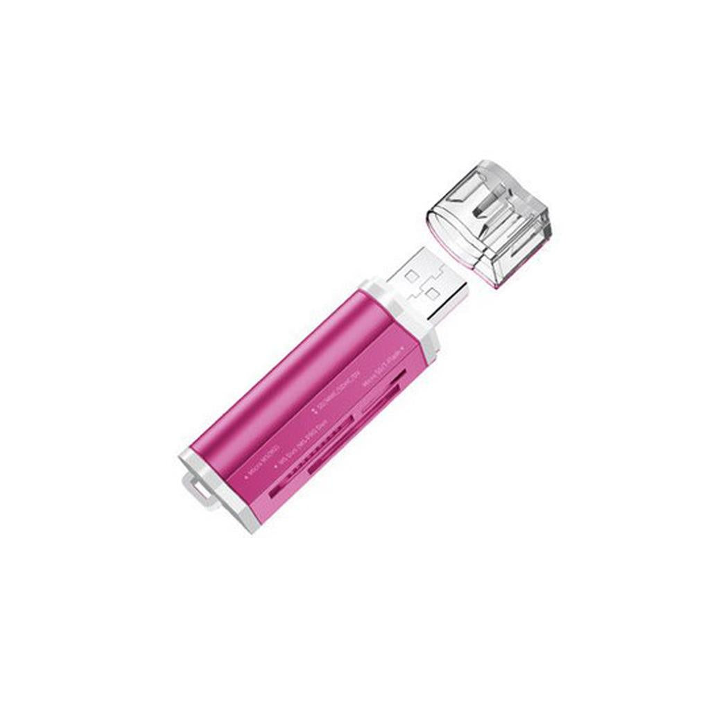 USB 2.0 Memory Card Reader Adapter for Micro SD TF M2 MS Pink