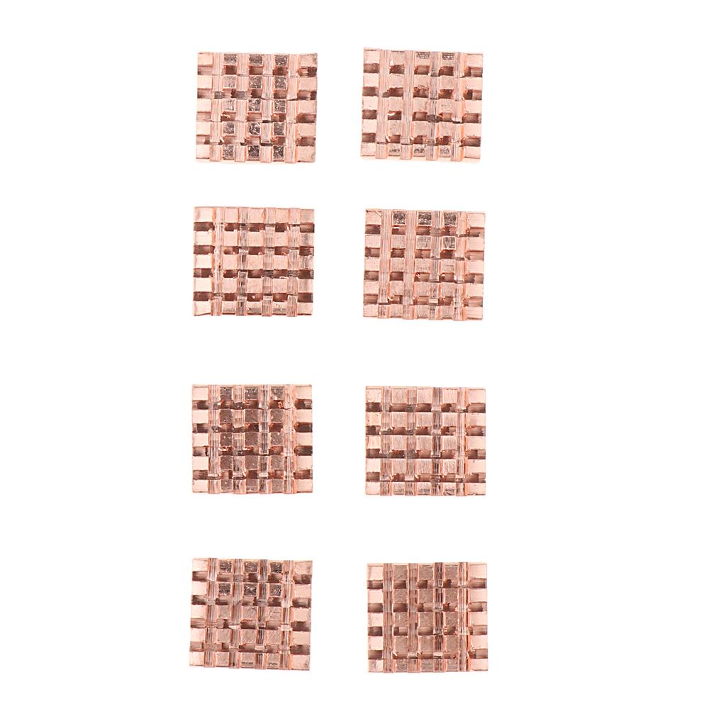8 Pieces Adhesive Back Copper Heatsink VGA GPU RAM Memory Chipset Cooler