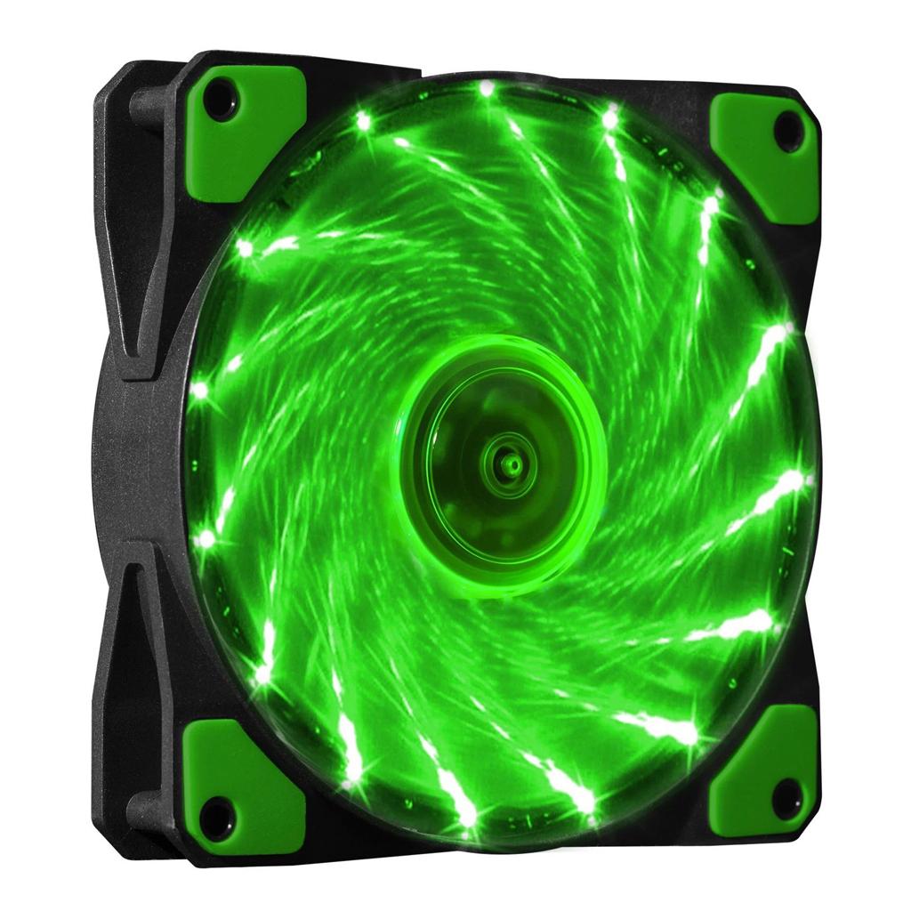 4 Pin Port 12CM Chassis Computer Case Mute Cooling Fan with LED Green