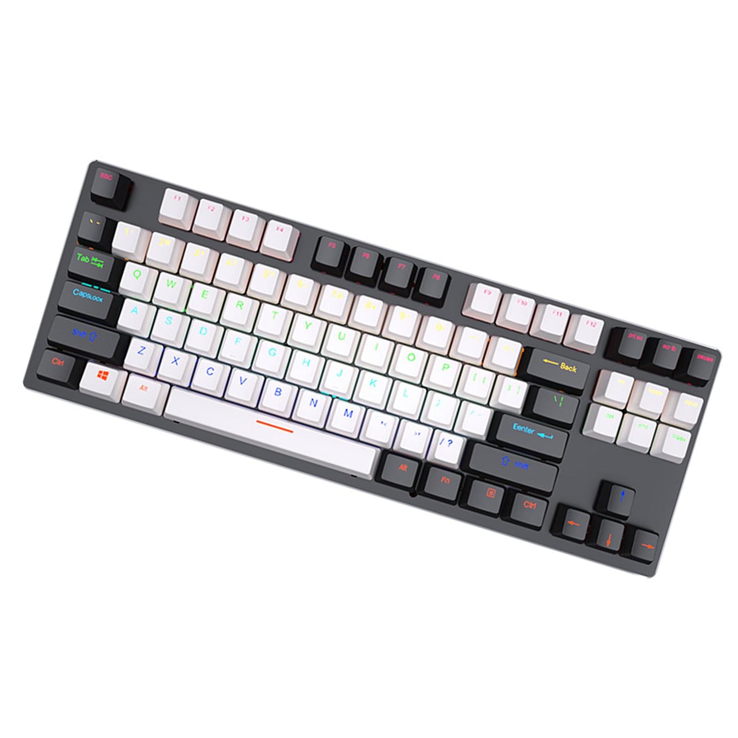 USB 87 Keys Punk Wired Gaming Keyboard Splash-Proof Design Black and white