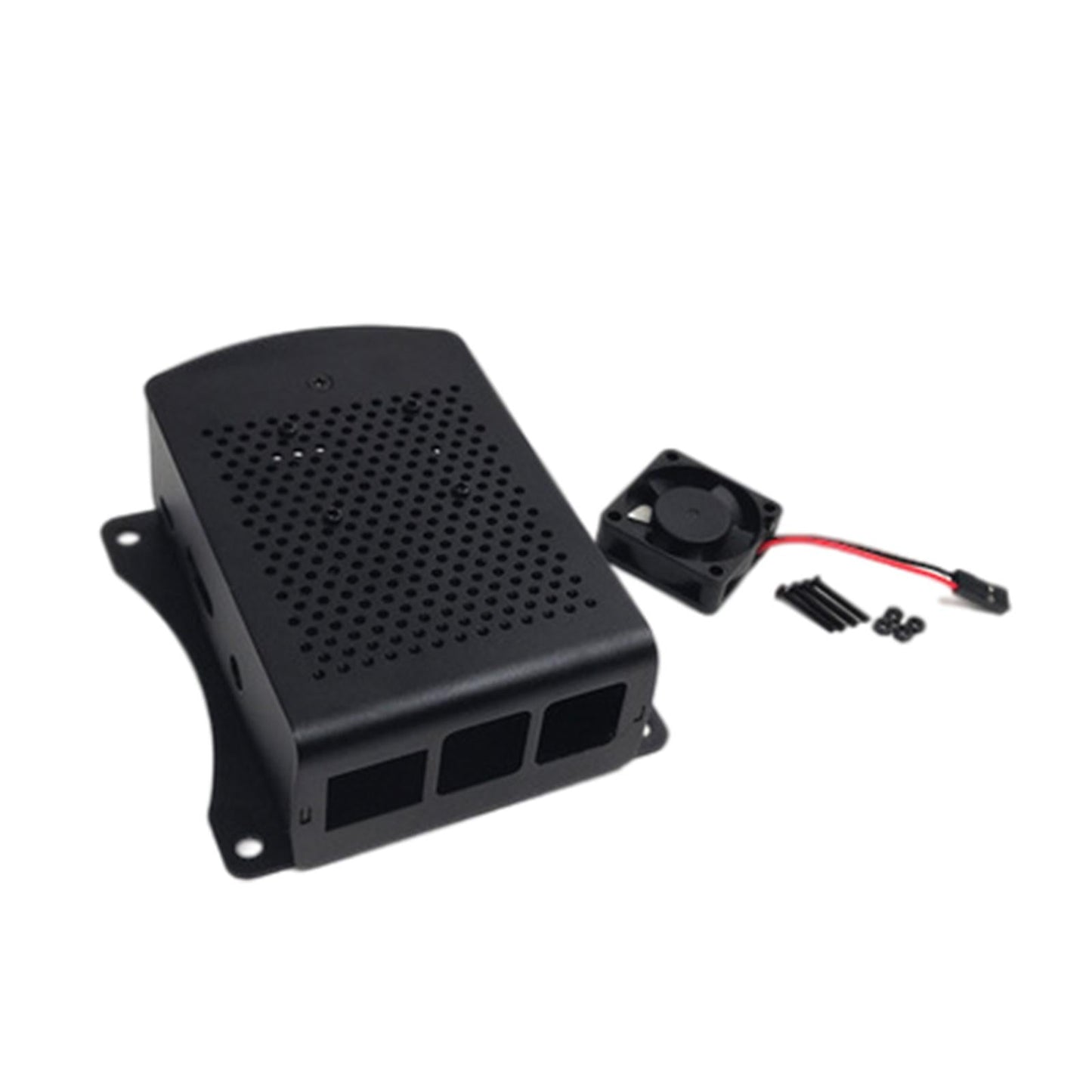 Computer Case Protective Shell for Raspberry Pi4 Lightweight Black with fan