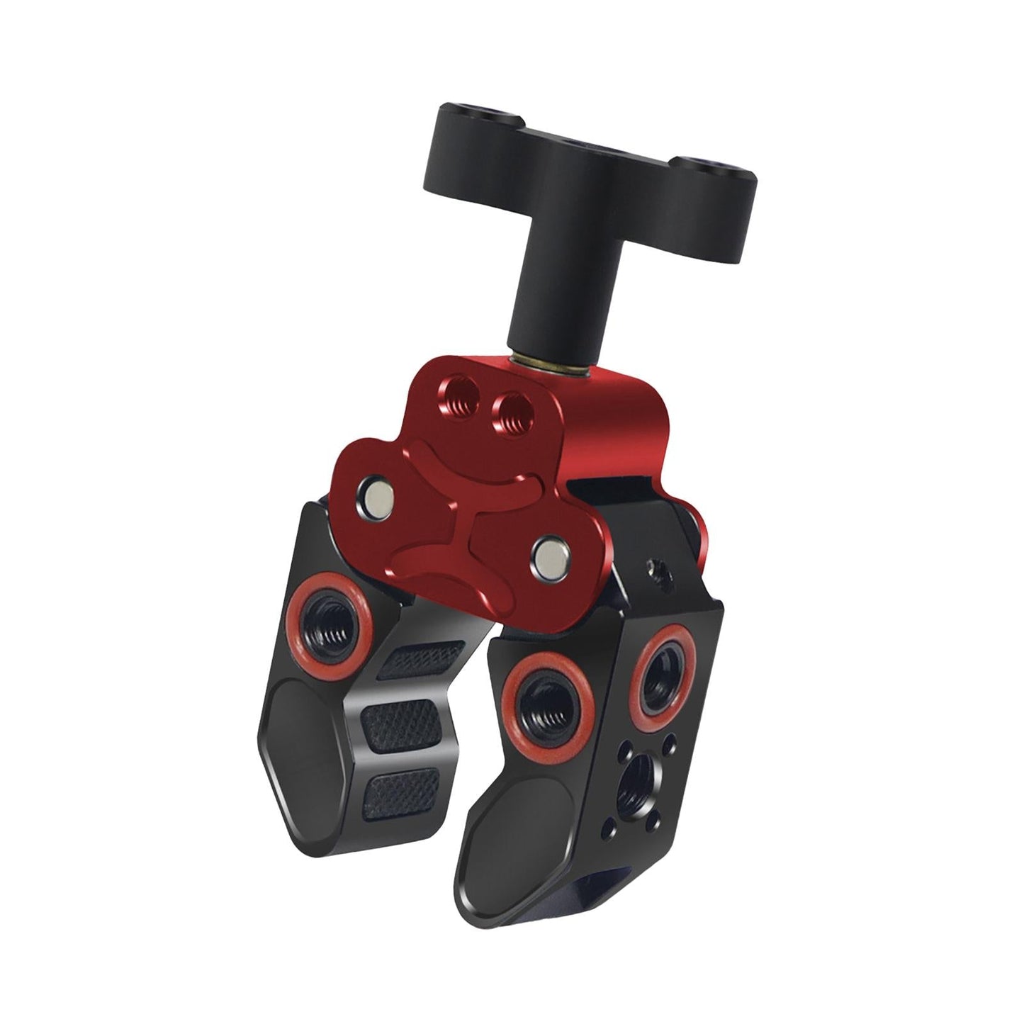 Claw Clamp with 1/4inch Thread Holes 3/8inch Locating Pin for Camera Tripod Black Red