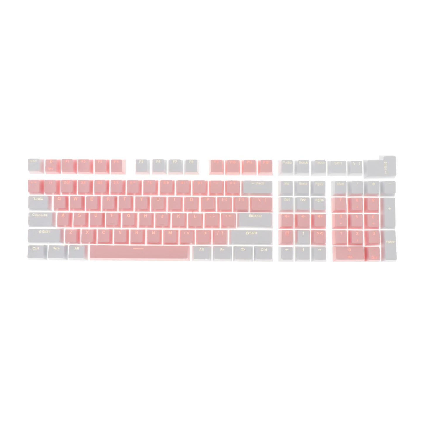 Keycaps Set Backlit Two Color Key Caps for Mechanical Keyboards 980K 87 Keys White,Pink