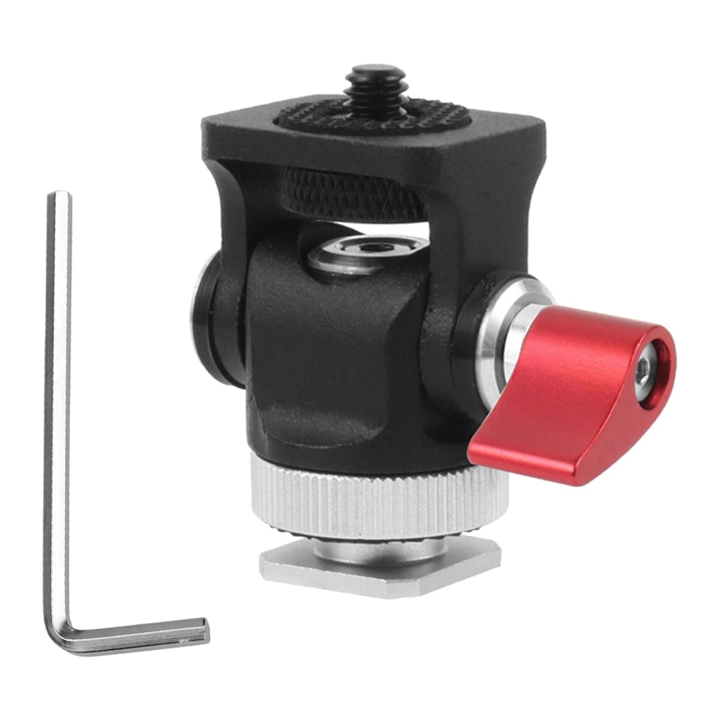 Hot Shoe Mount Adapter Rod Clamp 360 Swivel for Tripod Dsr Nikon red hand twist