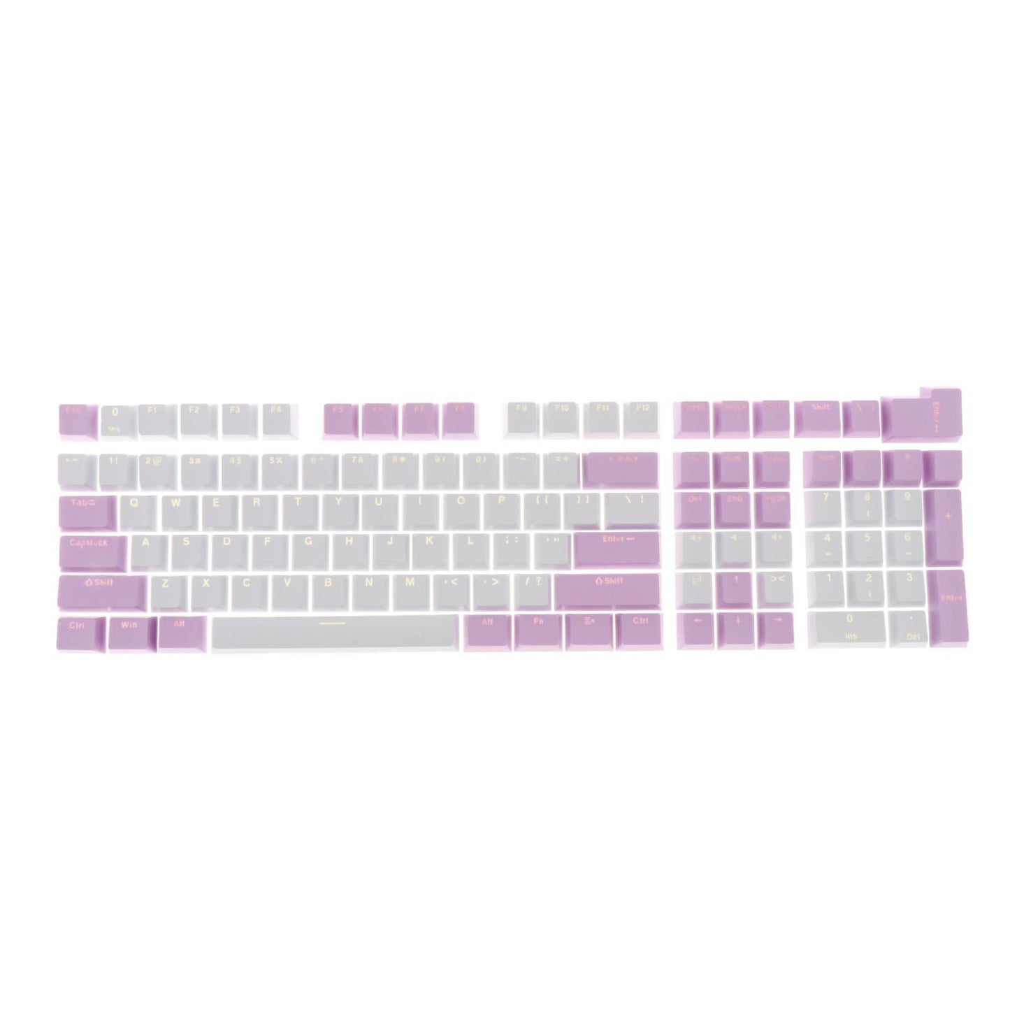 Keycaps Set Backlit Two Color Key Caps for Mechanical Keyboards 980K 87 Keys Light Purple,White