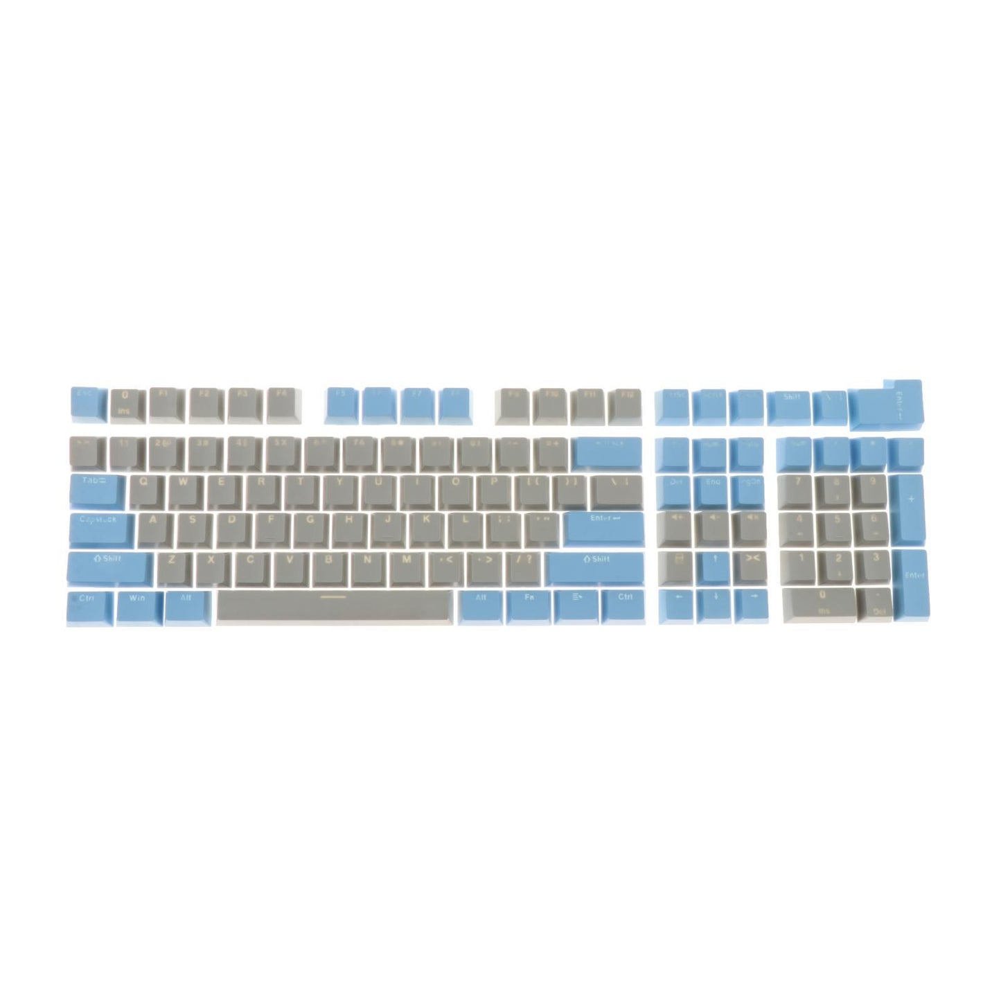 Keycaps Set Backlit Two Color Key Caps for Mechanical Keyboards 980K 87 Keys Light Blue,Gray
