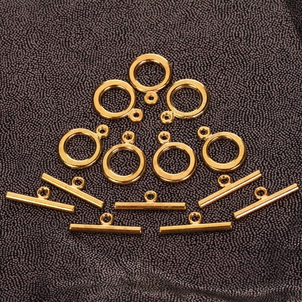 20 Sets Round Toggle Clasps Gold