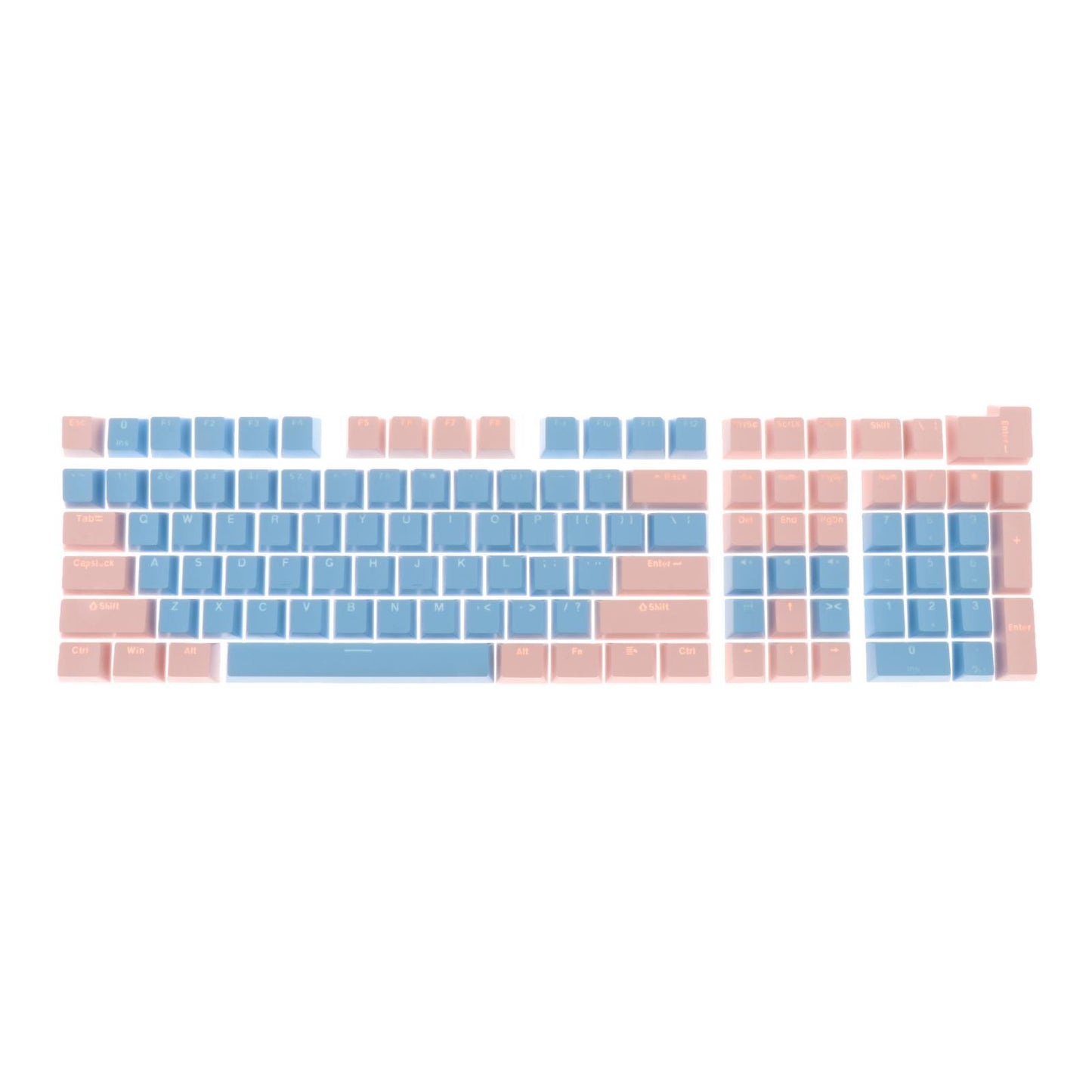 Keycaps Set Backlit Two Color Key Caps for Mechanical Keyboards 980K 87 Keys Light Blue,Pink