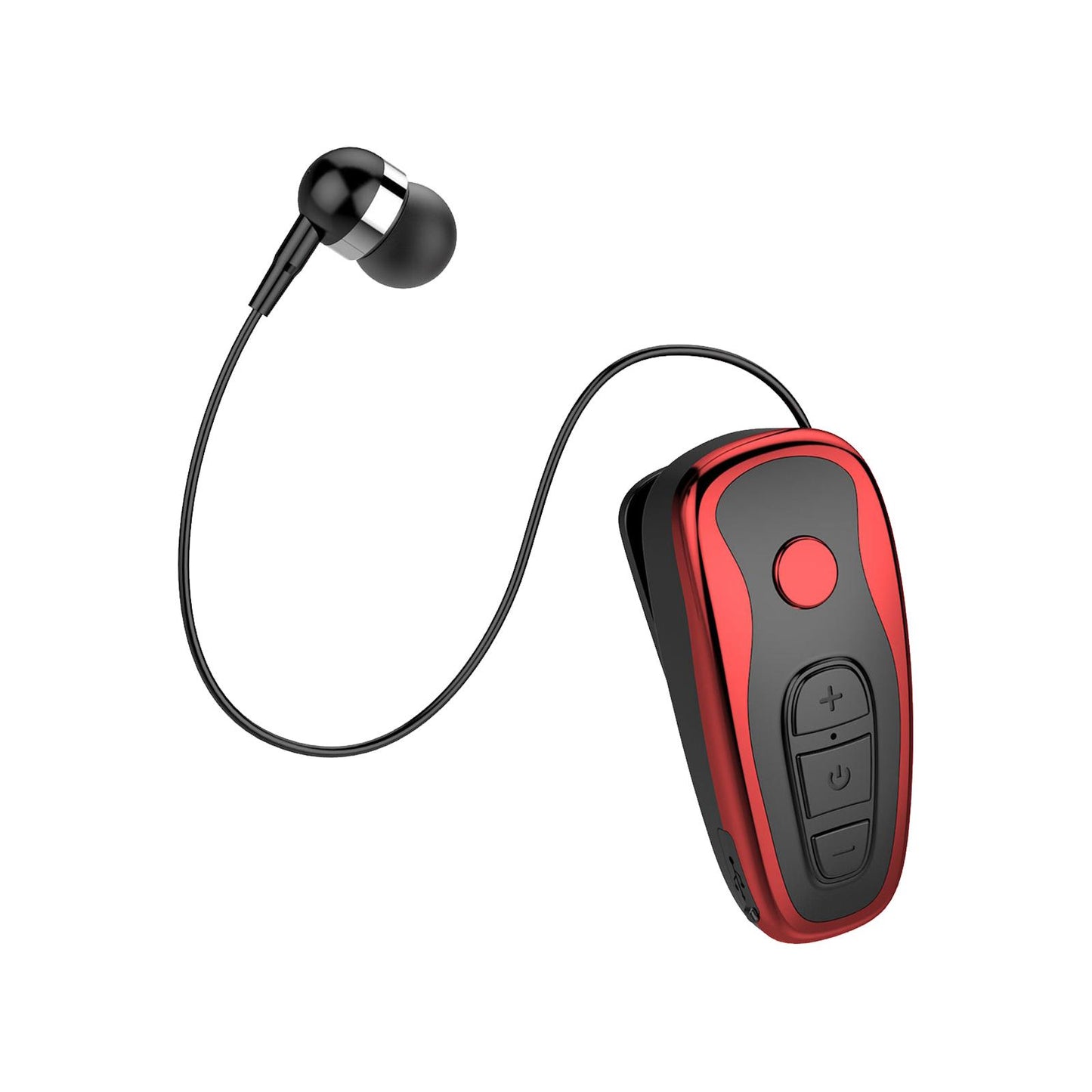 Retractable Clip On Wireless Headset with Mic for Phone Sport Running Red