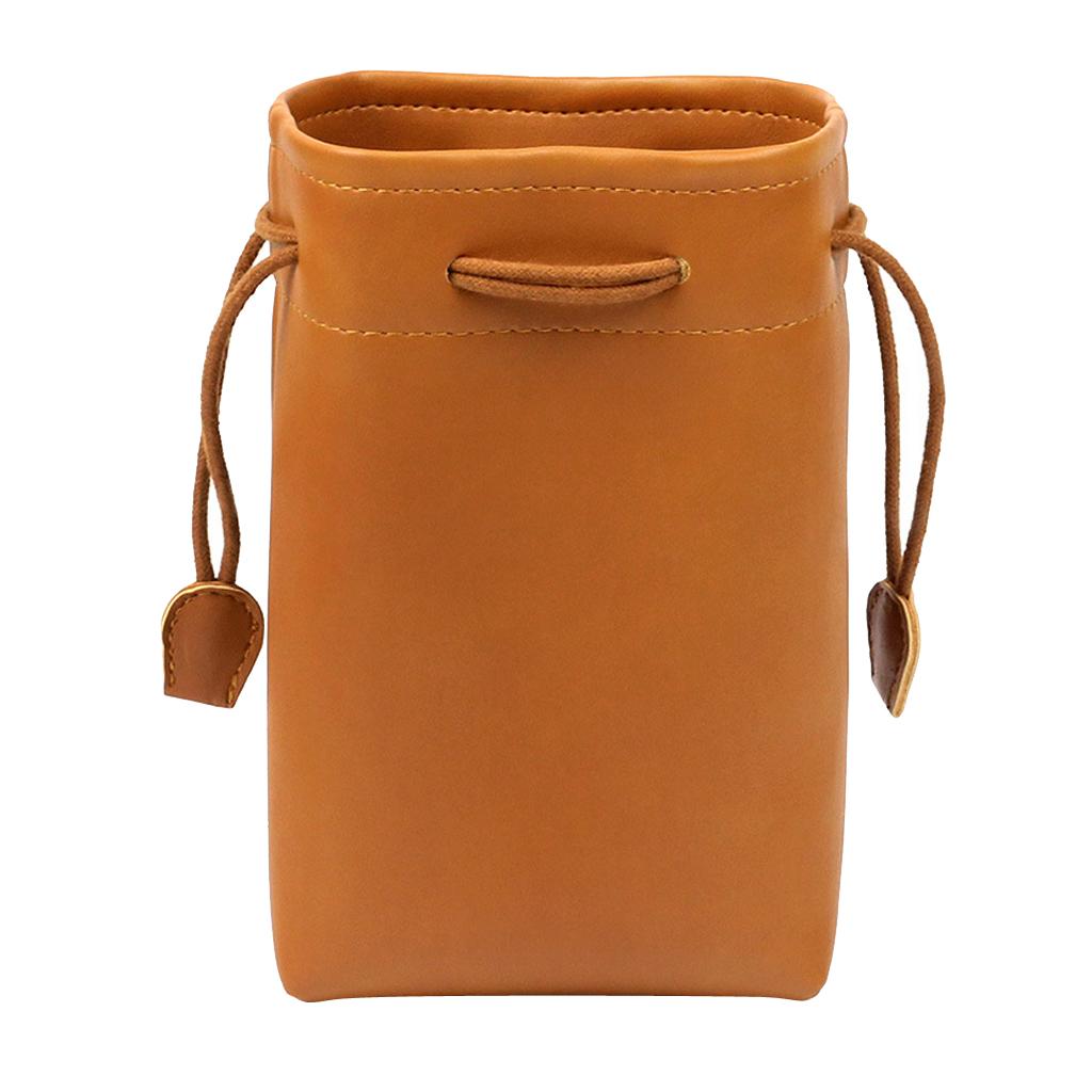 Leather Drawstring Bag Protection Case for Fujiflim Instax 9 8 7S 50S Brown