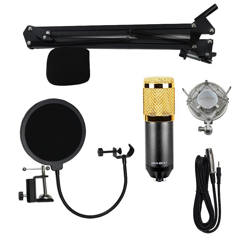Condenser Microphone BM800 Mic Kit for Studio Recording Broadcasting Black