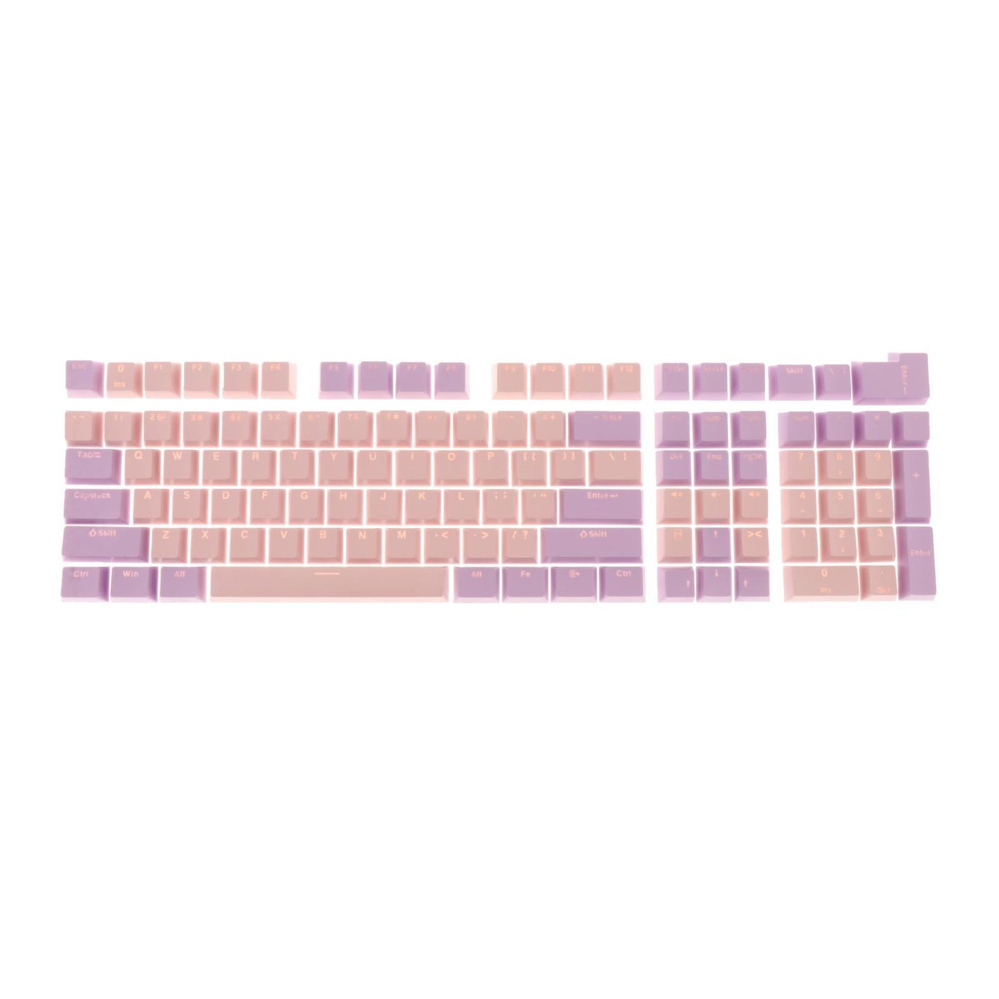 Keycaps Set Backlit Two Color Key Caps for Mechanical Keyboards 980K 87 Keys Light Purple,Pink