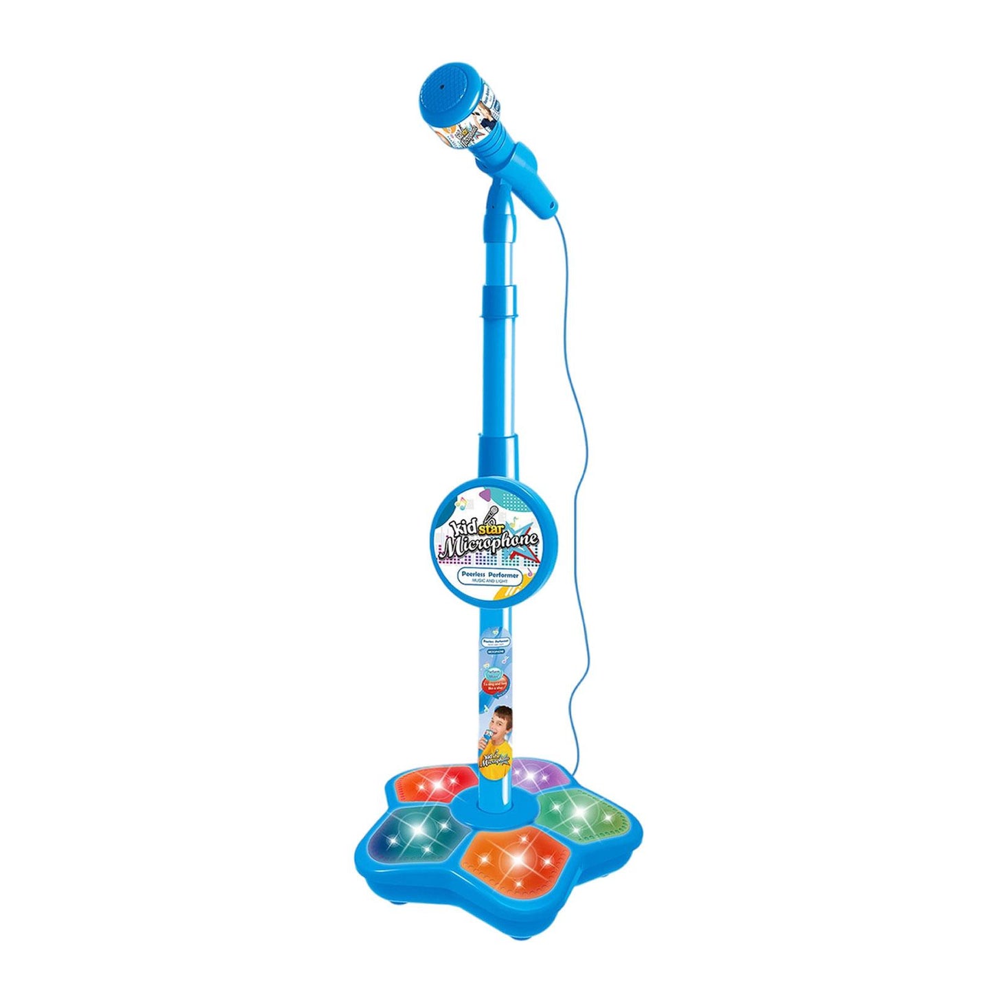 Musical Instrument Wired Microphone Pretend Toy for Story Machine Birthday Blue