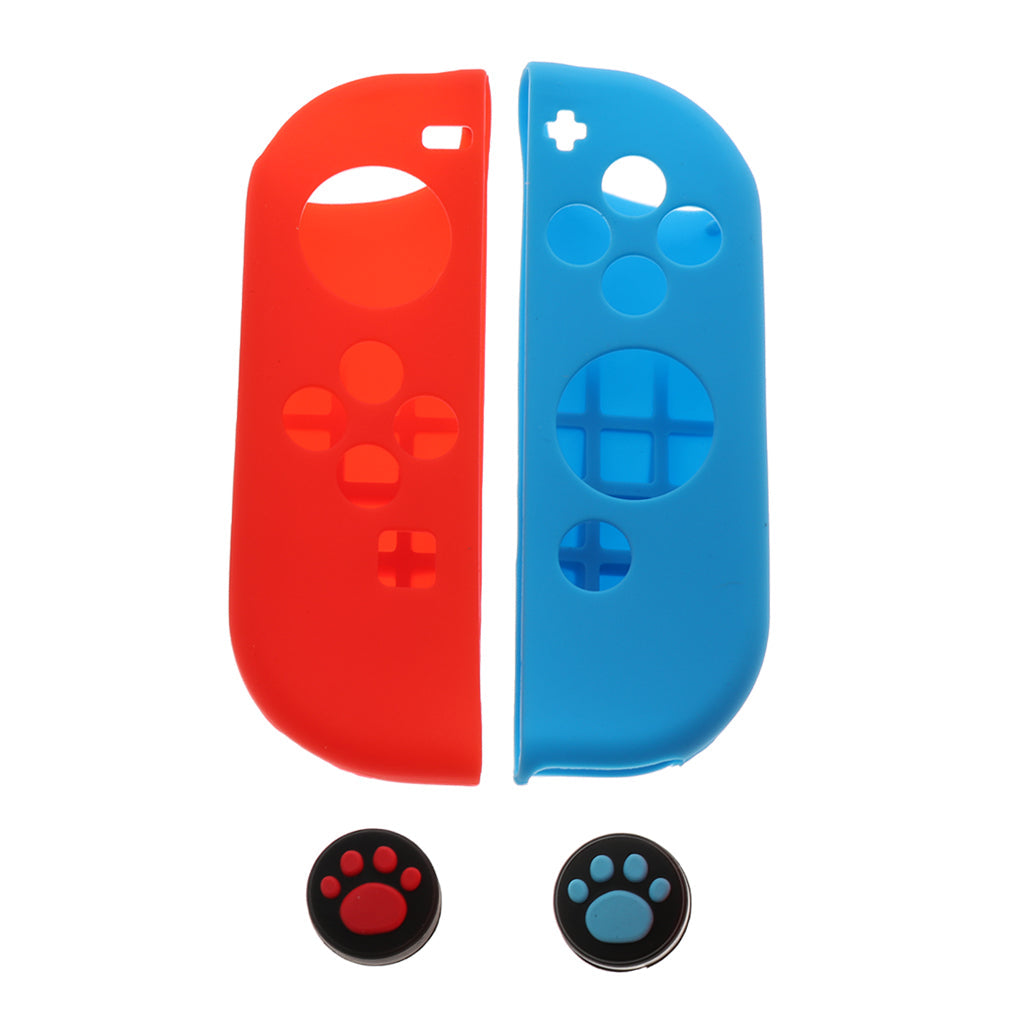 Soft Case + Thumbstick Cap for Nintendo Switch Joy-con Red Blue