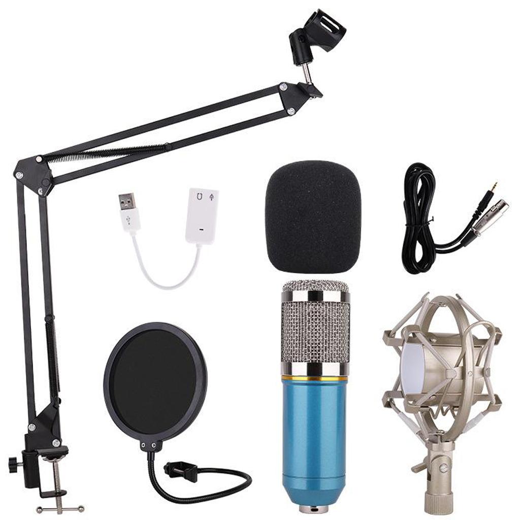 Condenser Microphone Kit BM-800 with Adjustable Mic Suspension Bracket Blue