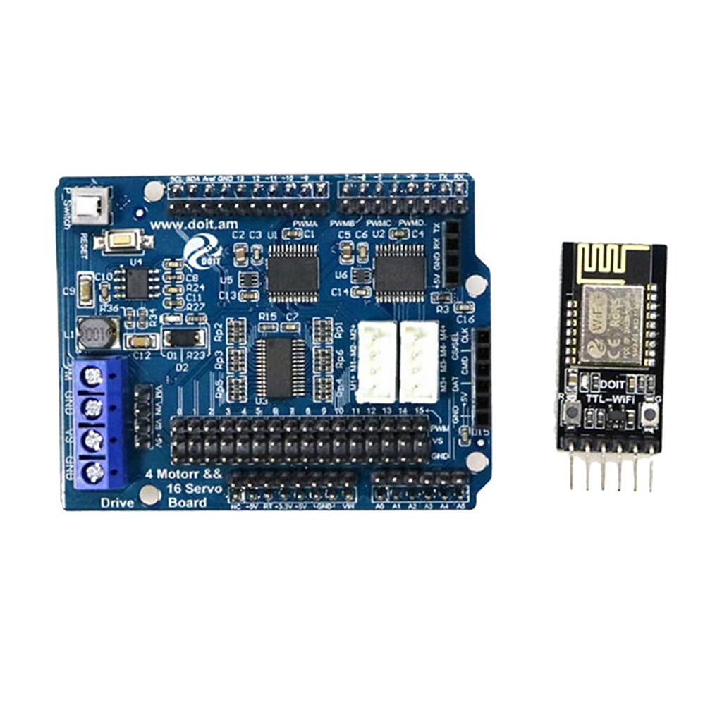 2/4 DC Motor 16-Way Servo Drive Board Arduino Motor Drive Board+WiFi Module