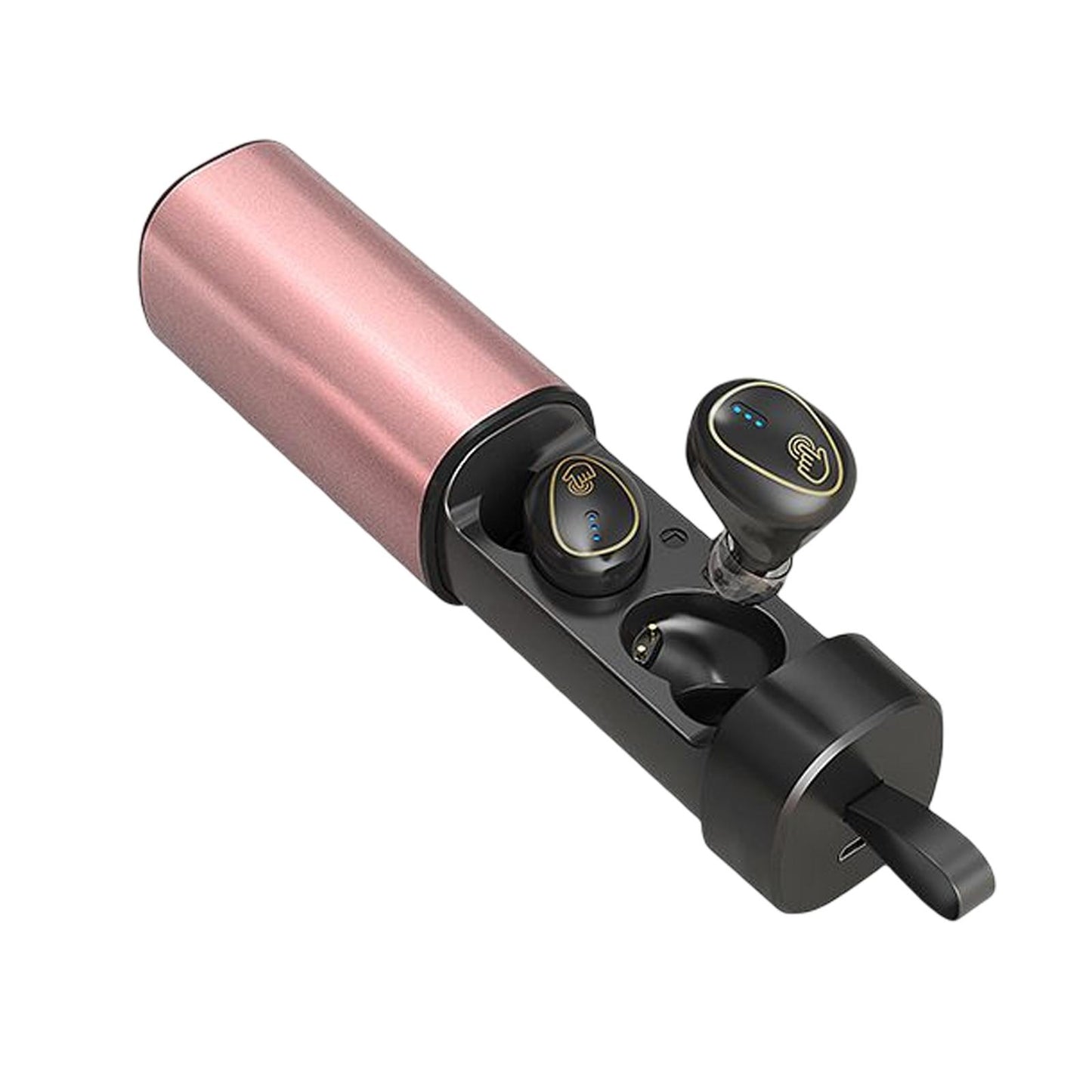 Wireless Earbuds Built in Microphone LED Display Headset for Travel Working Rose Gold