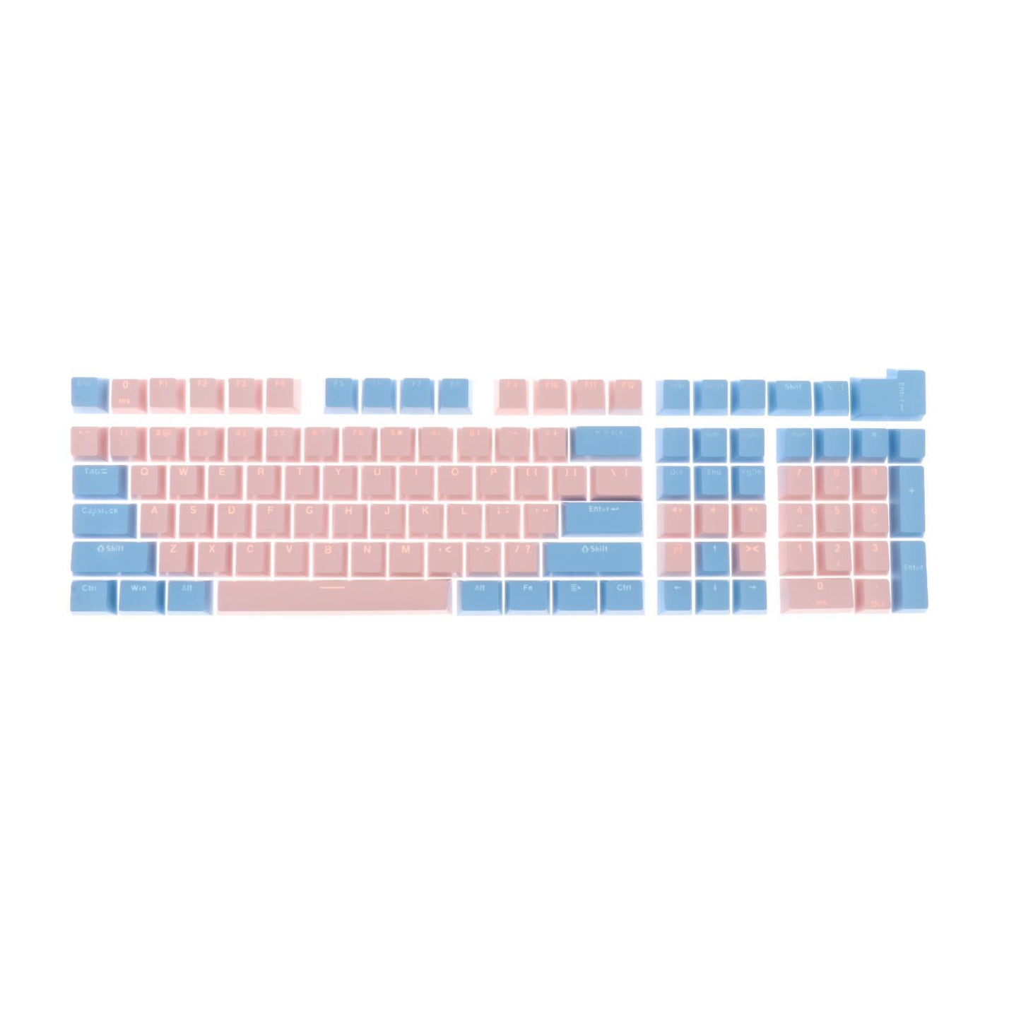 Keycaps Set Backlit Two Color Key Caps for Mechanical Keyboards 980K 87 Keys Pink,Light Blue