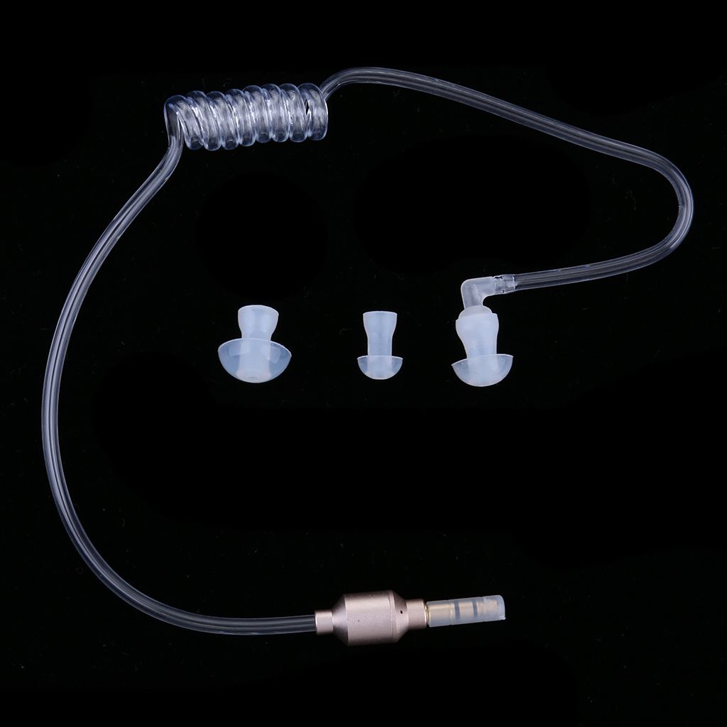 3.5mm Mono Headset Earphone Stereo Air Tube Mic Earpiece Lightweight gold