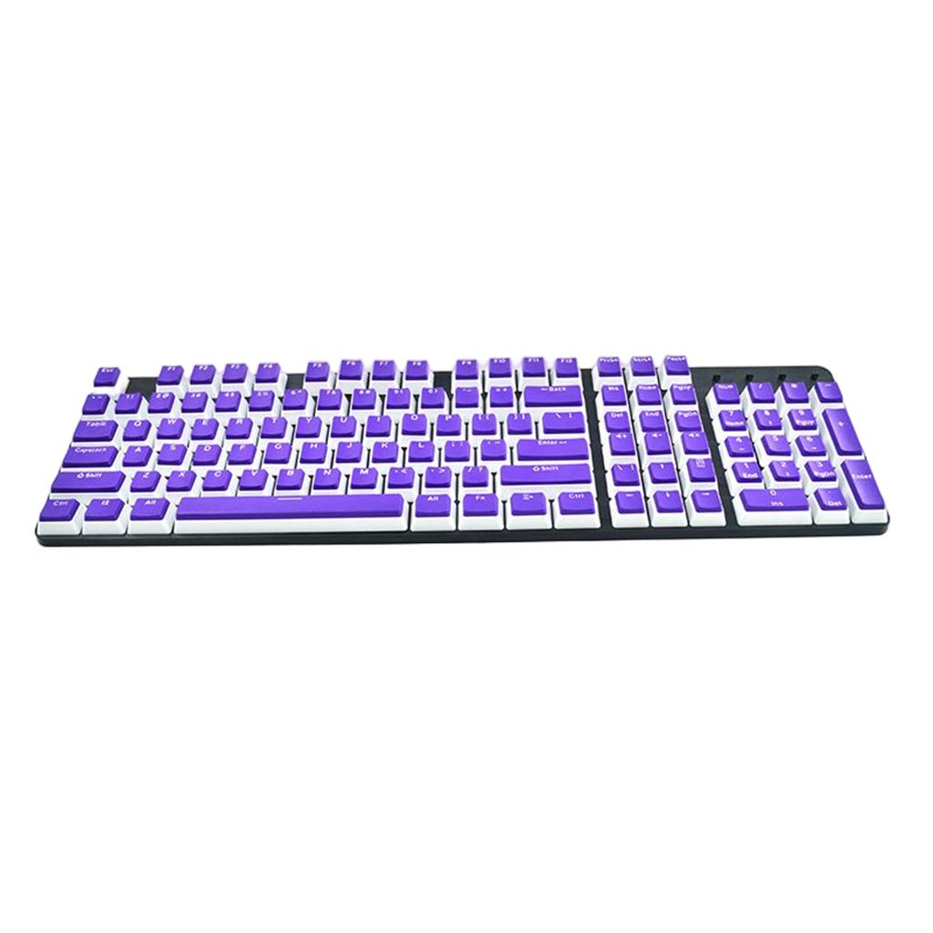 Pudding Keycaps Set 104Keys Doubleshot for Office Home Gaming Typing Purple