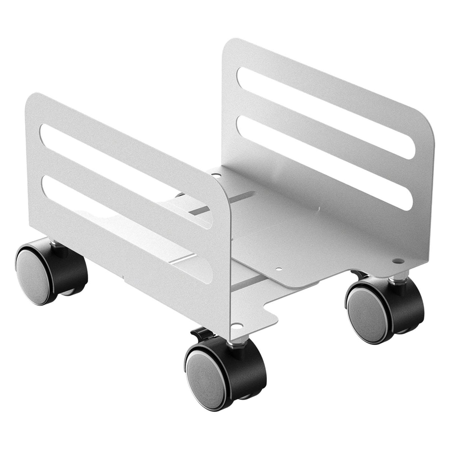 Computer Tower CPU Stand Holder with Rolling Caster Wheels for PC Case White