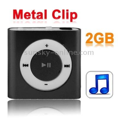 2GB Mini MP3 Player with Metal Clip, Support Replay function (Black)