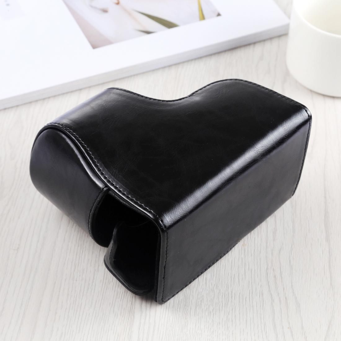 Full Body Camera PU Leather Case Bag with Strap for Sony A6400 / ILCE-A6400 (Brown)