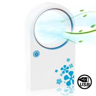 Hand-Held Mini USB Round Shaped Electric Bladeless Air-condition (Blue)