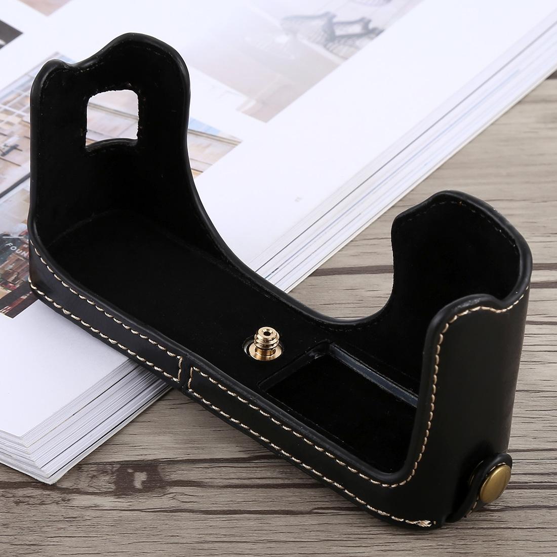 1/4 inch Thread PU Leather Camera Half Case Base for FUJIFILM X100F (Coffee)