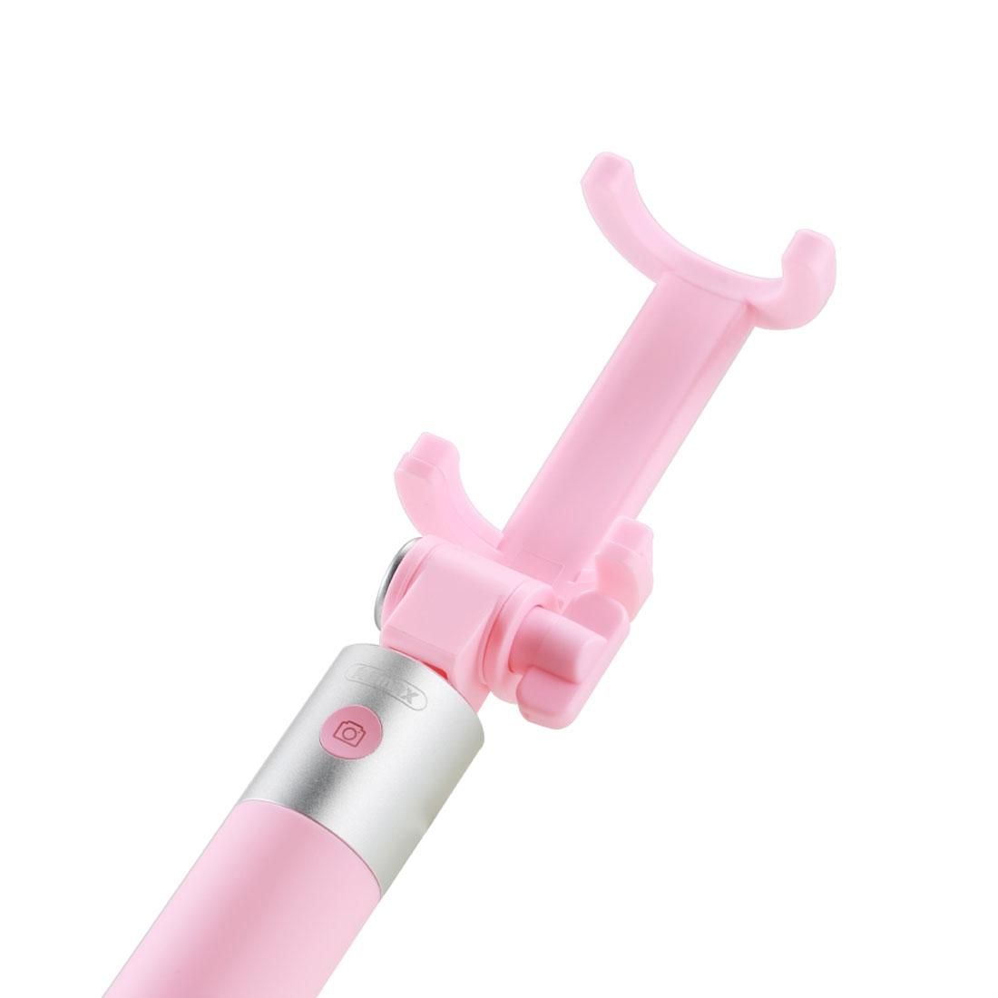 REMAX P7 Bluetooth Wireless Handheld Selfie Stick for Smartphones, Clip Extension Length: 5.5cm - 9.0cm (Pink)