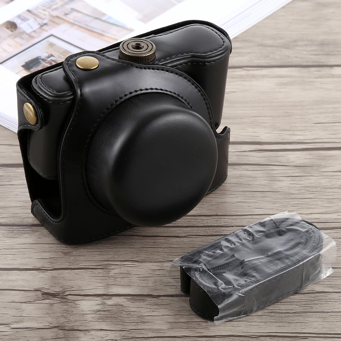 Full Body Camera PU Leather Case Bag with Strap for Panasonic LUMIX LX100 (Black)