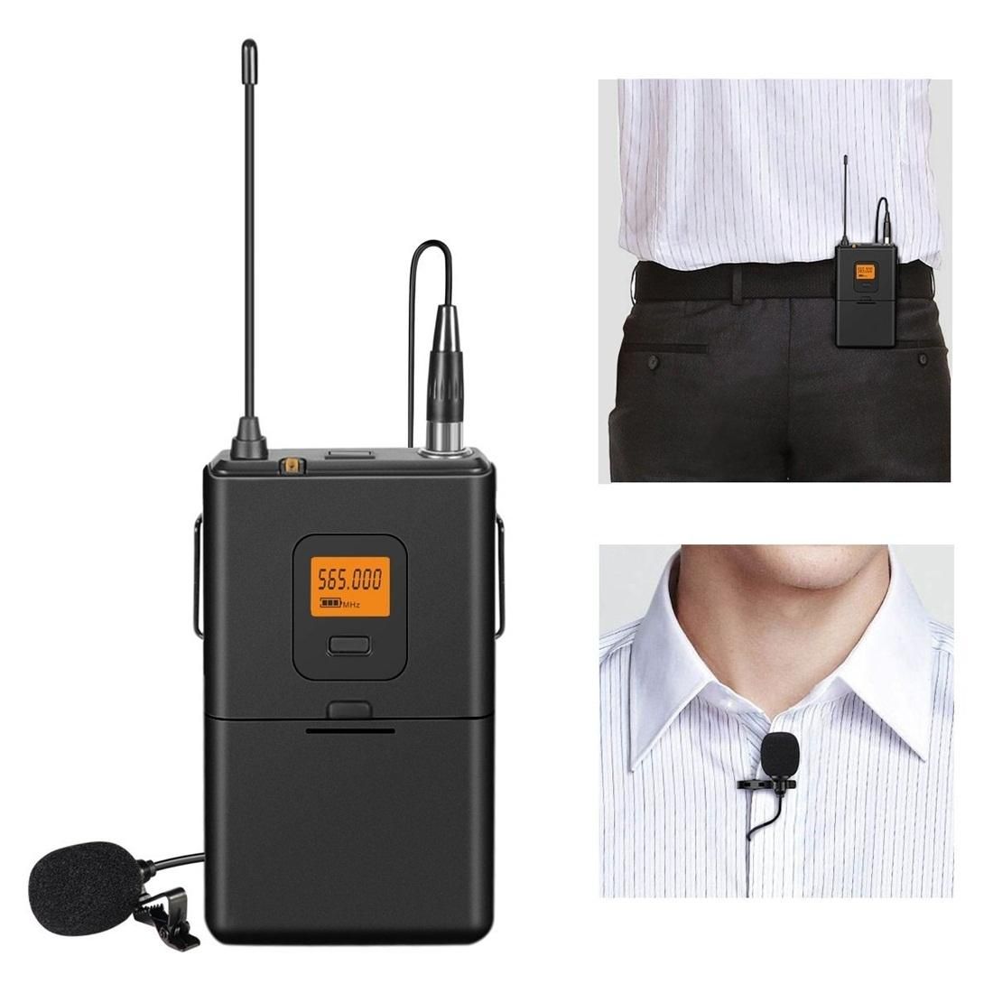 FIFINE K037 U Segment Selectable 20-channel Wireless Lavalier Microphone for Live Broadcast, Show, KTV, etc, Compatible with Notebook, PC, Speaker, Headphone, iPad, iPhone, Galaxy, Huawei, Xiaomi, LG, HTC and Other Smart Phones
