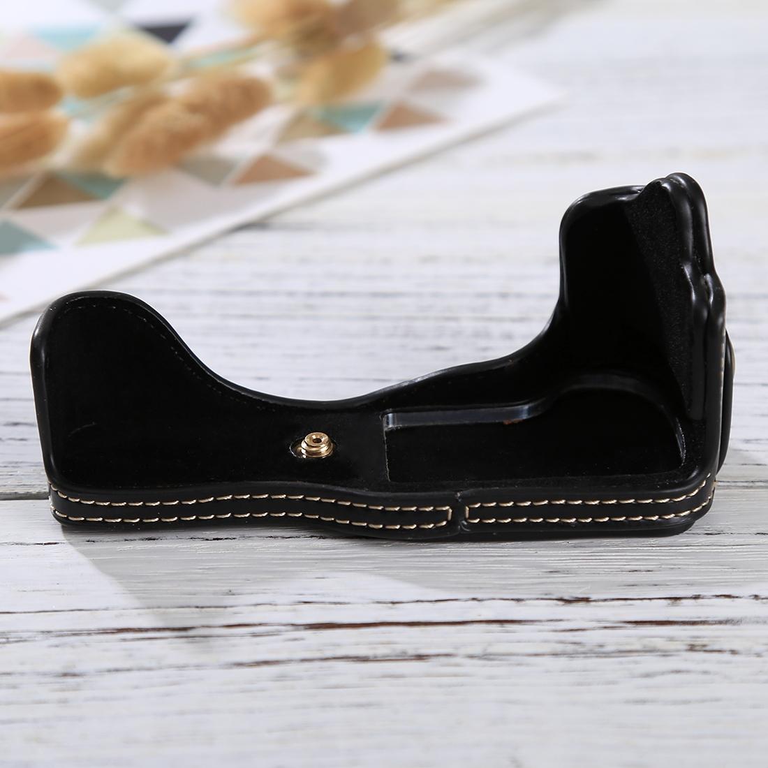 1/4 inch Thread PU Leather Camera Half Case Base for Canon EOS M3 (Black)