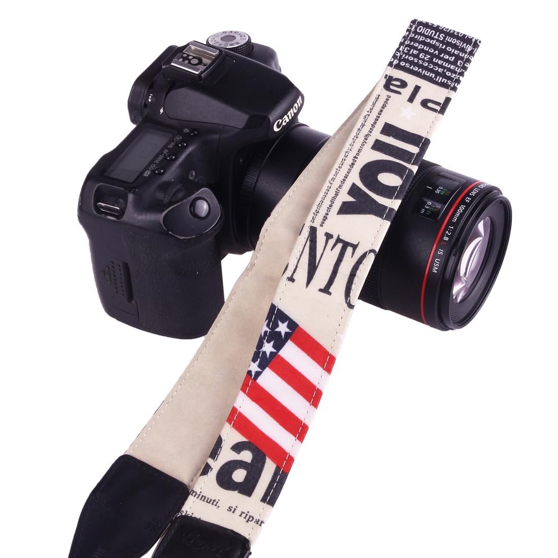 LYNCA LI-03 European and American Style Series Flags Pattern Universal Genuine Leather Shoulder Neck Strap Camera Strap for Nikon / Canon / Sony / Panasonic / SLR DSLR ILDC (Style4)