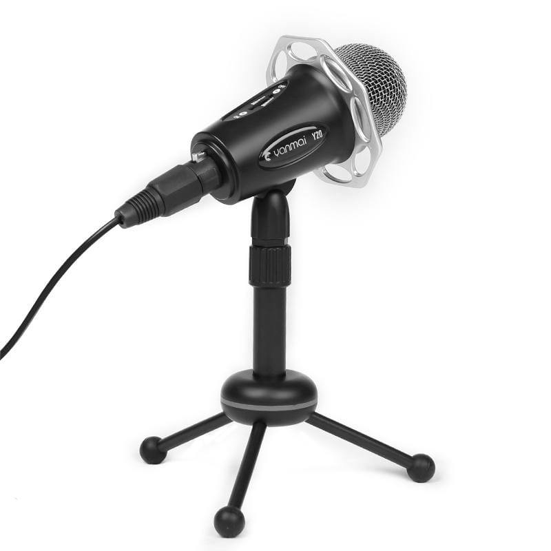 Yanmai Y20 Professional Game Condenser Microphone with Tripod Holder, Cable Length: 1.8m, Compatible with PC and Mac for Live Broadcast Show, KTV, etc. (Rose Gold)
