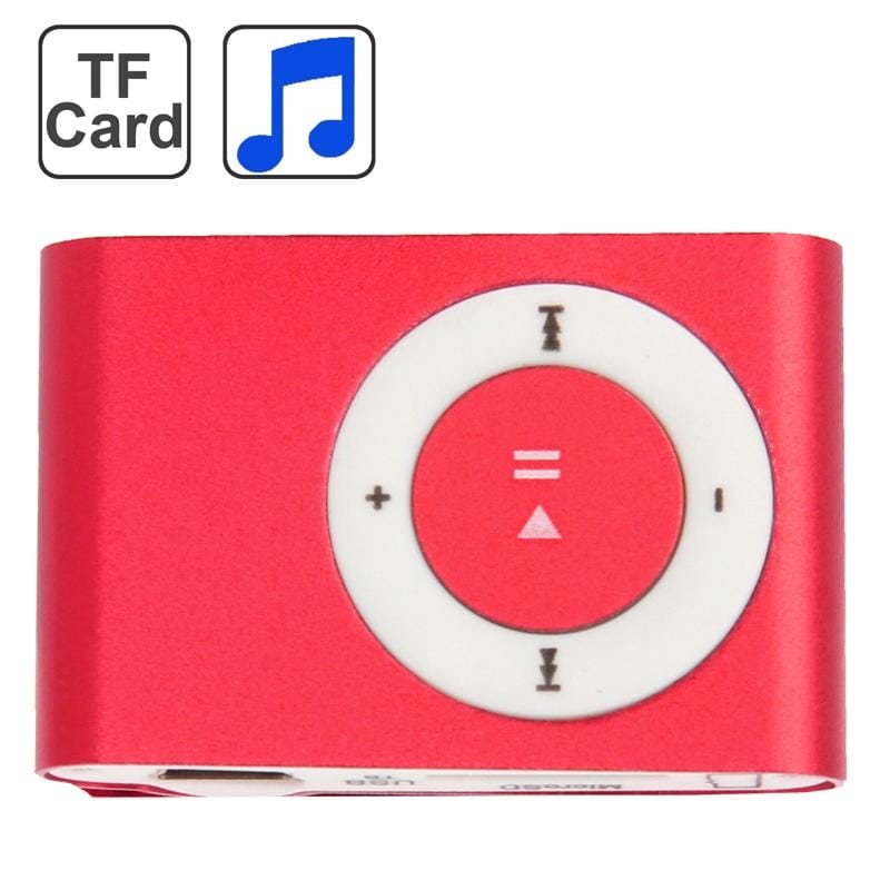 TF Card Slot MP3 Player with Metal Clip (Red)