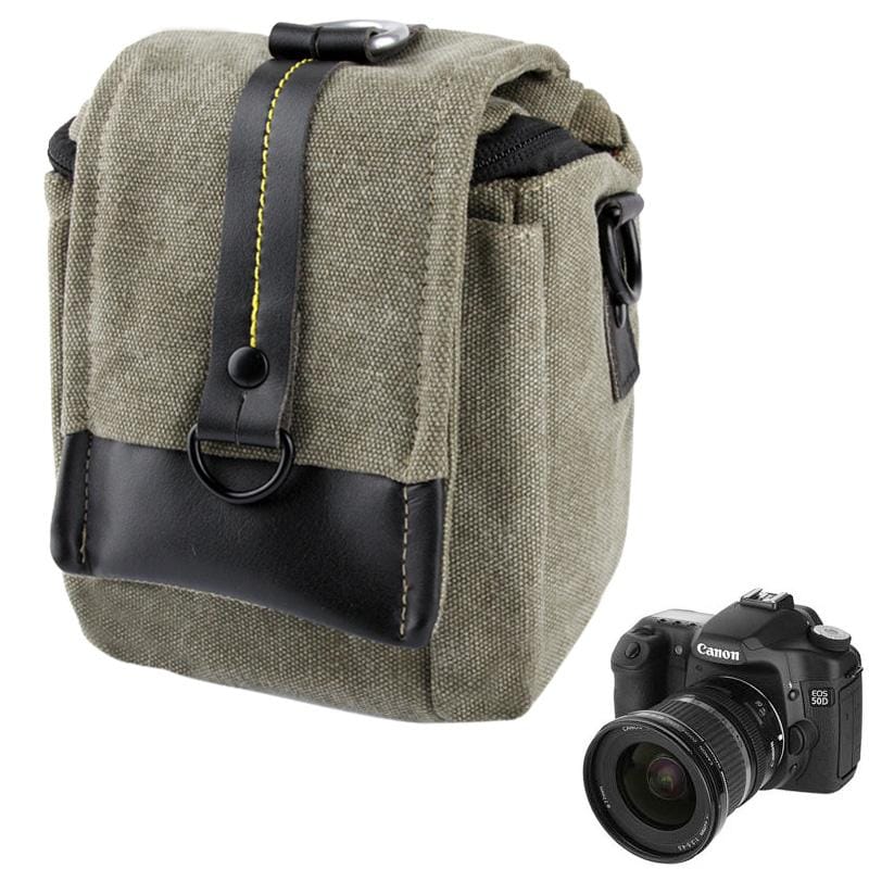 Portable Camera Canvas Bag with Strap (Army Green)