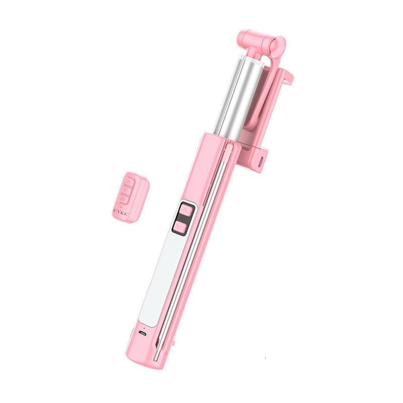 CYKE A18 Multifunction One-piece Wireless Bluetooth Selfie Stick with Double Fill light & Tripod & Remote Control, Maximum Stretching Length: 110cm (Pink)
