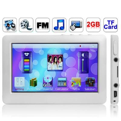 4.3 inch Touch screen 2GB MP5 Player, Support FM Radio, E-Book, Games, TV Out (White)