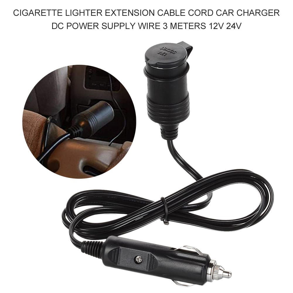 Cigarette Lighter Extension Cable Cord Car Charger DC Power