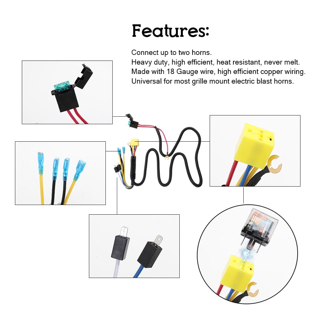 Universal 12V/24V Horn Cable Relay For Grille Mount Blast - 12V