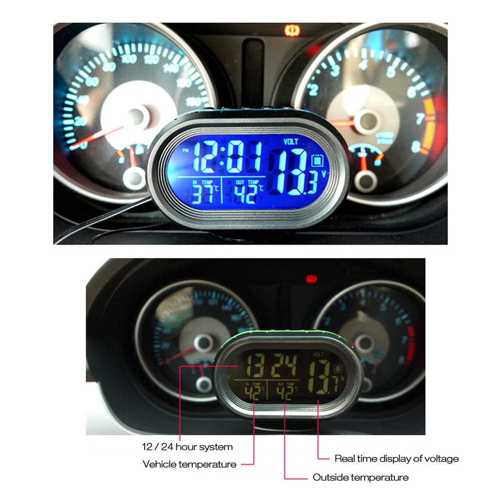 Car Thermometer Digital Clock DC 12V Automobile Clock LED