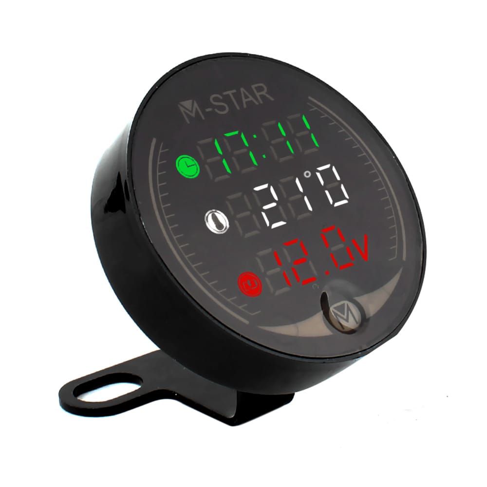 3 In 1 Motorcycle ATV Voltmeter+Electronic Clock+Thermometer