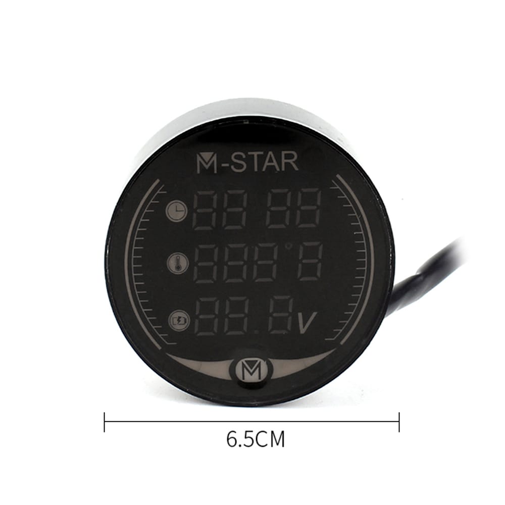 3 In 1 Motorcycle ATV Voltmeter+Electronic Clock+Thermometer