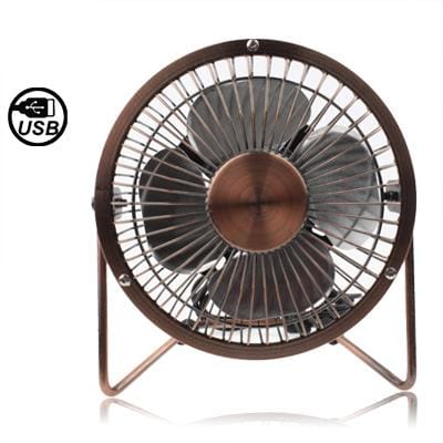 Copper Mini USB Fan, 360 Degree Rotate (Coffee)