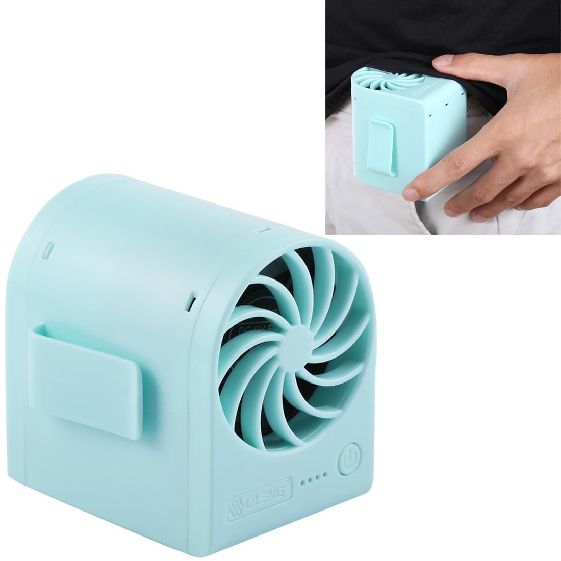 Portable Creative Hanging Waist USB Fan with Three Adjustable Wind Speed (Blue)