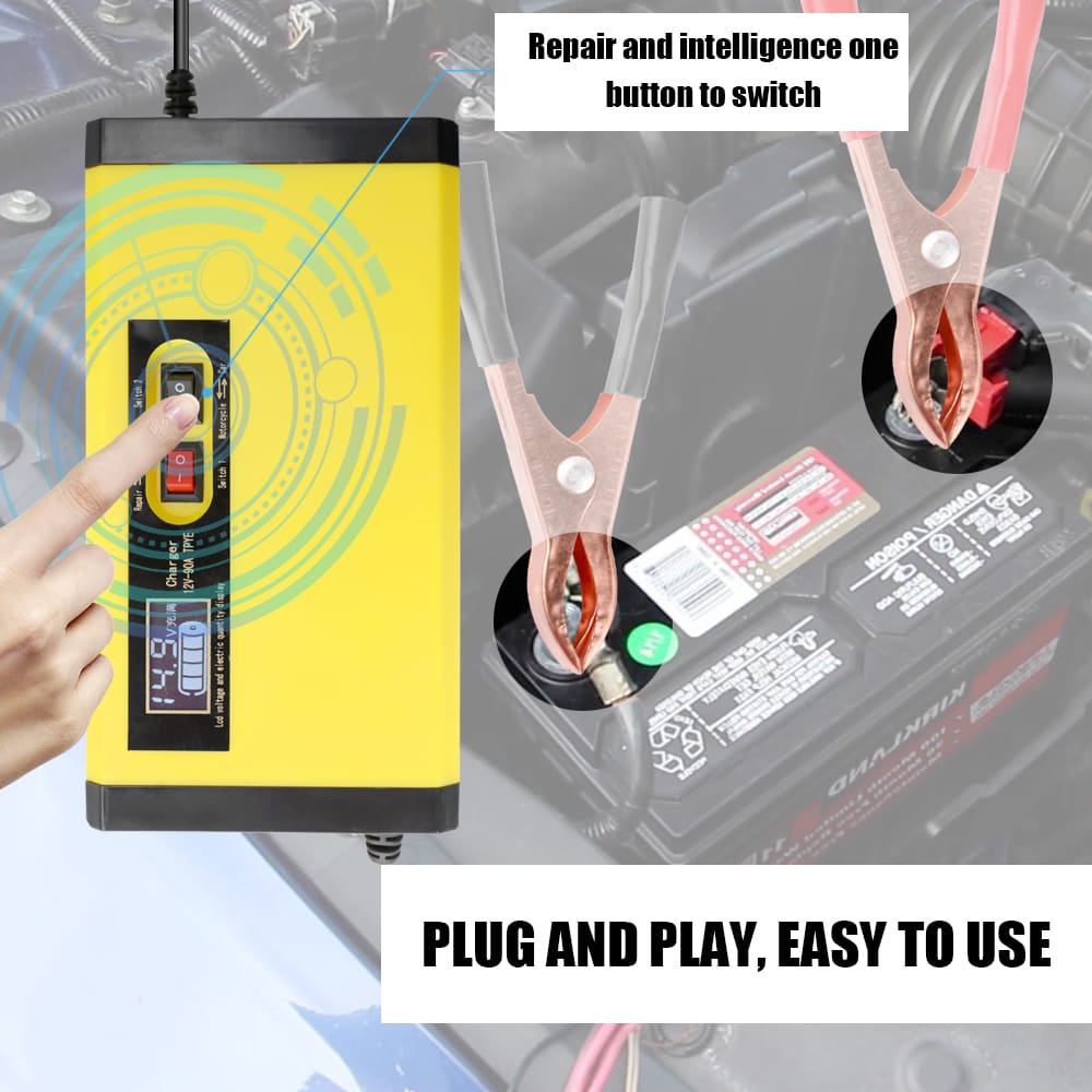 12V 8A Full Automatic Car Battery Charger Intelligent Fast - EU Plug
