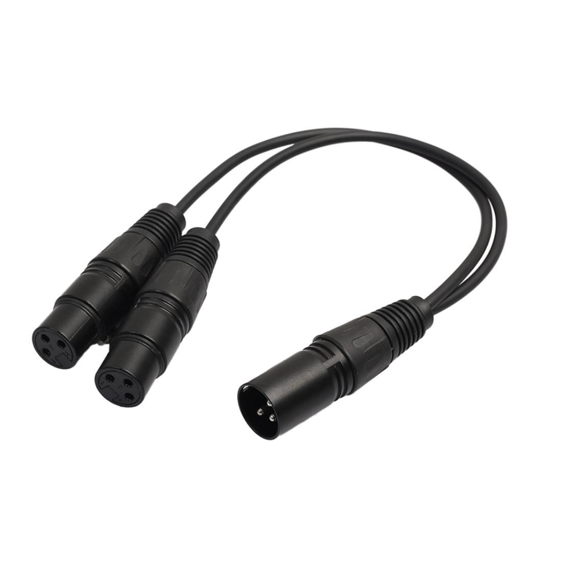 30cm 3 Pin XLR CANNON 1 Male to 2 Female Audio Connector Adapter Cable for Microphone / Audio Equipment (Black)
